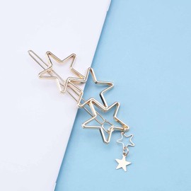 Aneneiceera Hollow Out Star Hair Clip Gold Hair Clip Tassel Hairpin Headdress Decorative Hair Pins Headpiece Bridal Hair Accessories for Women and Girls (Gold)