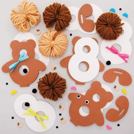 Baker Ross FE362 Teddy Bear Craft Kit 3 Pieces Kids DIY Fluffy Pom Pom