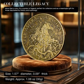 Per Aspera Ad Astra Challenge Coin – 1.57" Antique Bronze Inspirational Space Coin, Through Hardships to The Stars Collectible, Motivational Token with Protective Case, Gift for Dreamers & Achievers