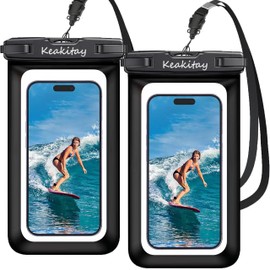 Keakitay Funda Impermeable Celular, 2 Pack Bolsa Impermeable Celular, Bolsa para Celular contra Agua para Phone 14 13 12 11 Pro MAX, Galaxy S23 S22 Ultra hasta 7 Pulgadas, Negro