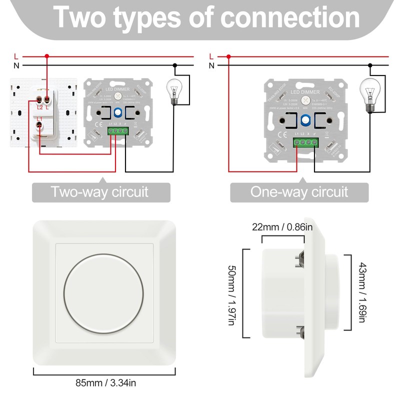 Aroidful LED Dimmer 230 V, Trailing Edge Dimmer 5-200 W