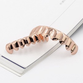 JINAO Rose Gold Grill for Your Teeth 18K Gold Plated Gold Finish 8 Top Teeth 8 Bottom Tooth grillz Hip Hop Mouth Grills for Men Women (Rose Gold Set)