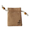 NUTFORD Zen Style Drawstring Burlop Pouch with Real Wood Beads