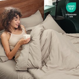 PHF 7 Pieces King Comforter Set, Bed in A Bag Comforter & 18" Sheet Set All Season, Ultra Soft Comfy Bedding Sets with Comforter, Sheets, Pillowcases & Shams, Taupe