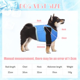 Dog Cooling Vest Coat, Refreshing Summer Pet Jacket Harness for Most Dogs,Size s 25cm,Blue,Lightweight and Portable,Tape for Outdoor Play Training Camping