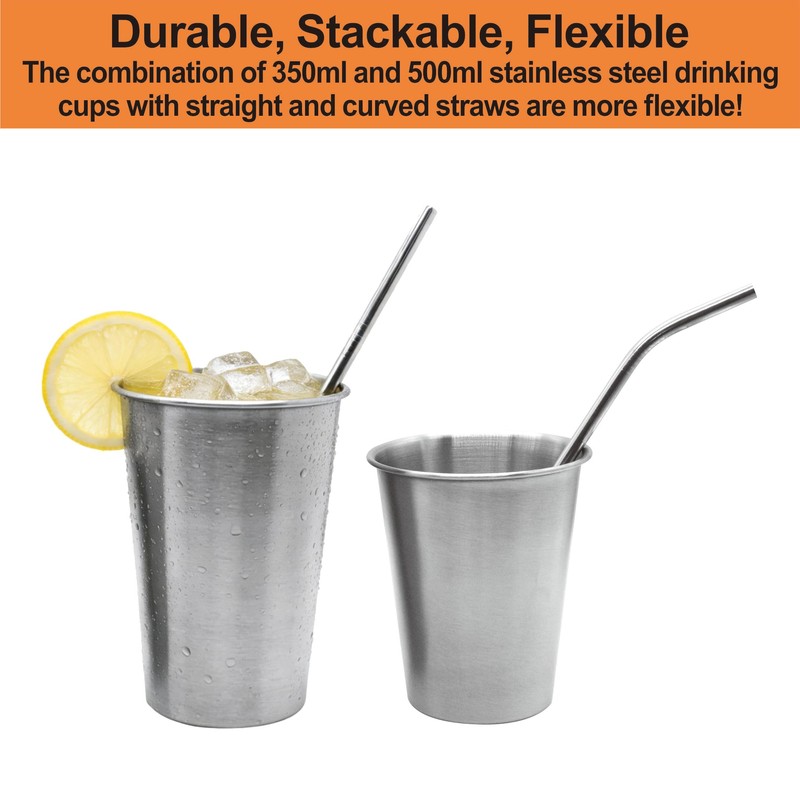 8PCS 304 Stainless Steel Cups with Straws, 11.95 Oz and