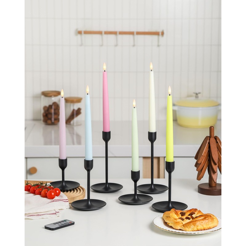 Stmarry Multicolored Pastel Flameless Taper Candles with Remote and Timer,