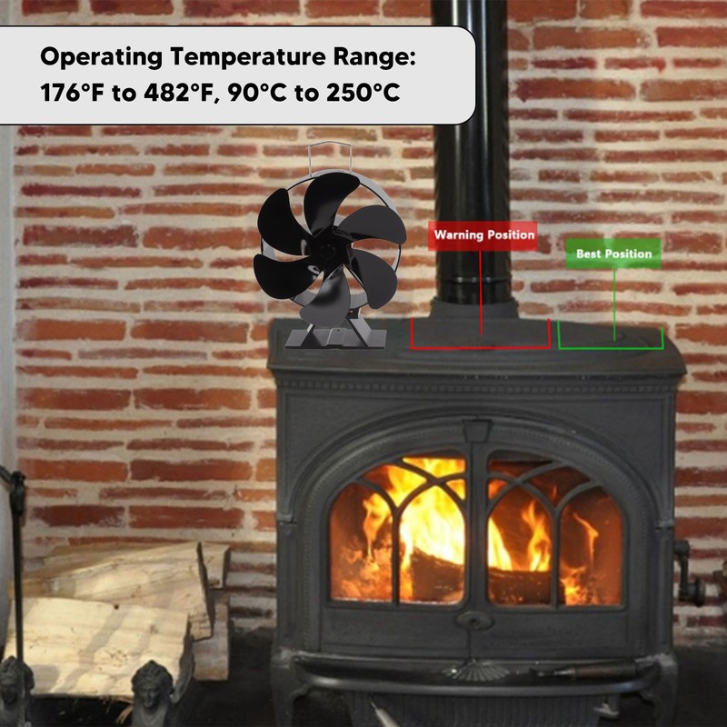 6 Blades Fireplace Fan Thermoelectric Module Wood Stove Fan Heat