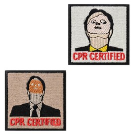 Pack of 2 CPR Certified Funny Patch Velcro Heart-Pulmonary Resuscitation Certified Tactical Embroidery Removable Patches with Velcro Application for Clothing Jacket Backpacks Baseball Cap