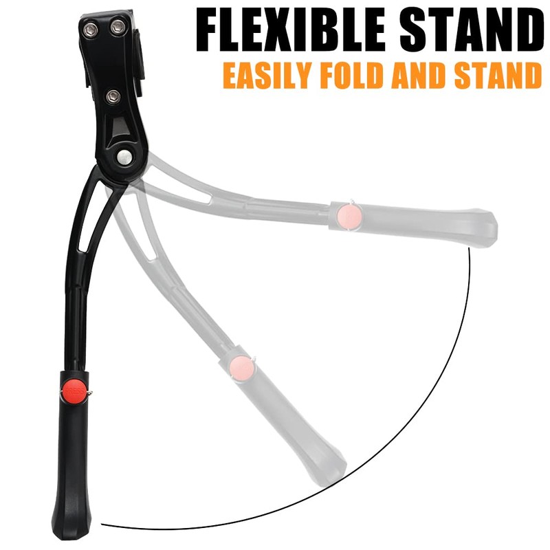 TOPCABIN Adjustable Aluminum Alloy Bicycle Kickstand, Black, 24"-28" Bike