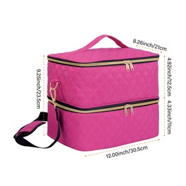 UOZL Nail Polish Organizer Case Holds 40 Bottles(15ml/0.5fl.oz) Double Layer Nail Polish Storage with Adjustable Dividers,Portable Carrying Case for Nail Gel Nail Lamp and Manicure Tools Rose Red