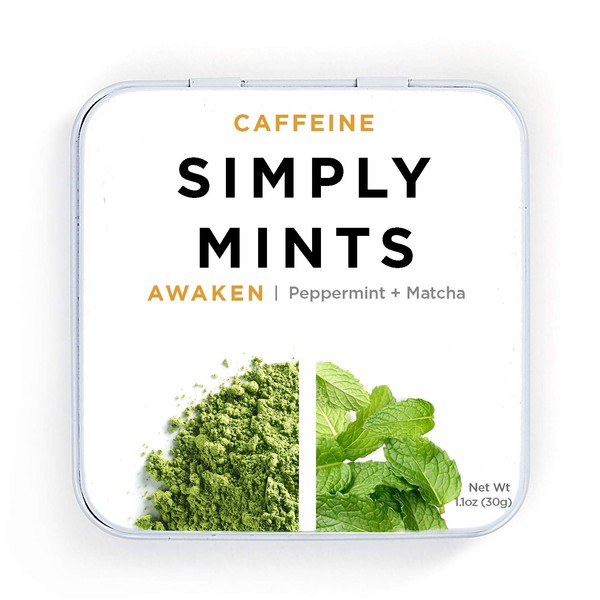 Simply Mints | Breath Mints- Awaken (Caffeine + Peppermint + Matcha) | Pack of Six (180 Pieces Total) | Breath Freshening + Aspartame-Free + non-GMO