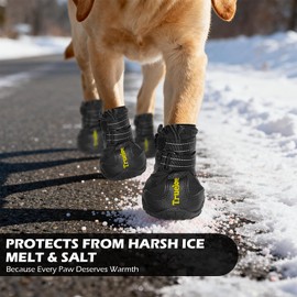 Expawlorer Dog Shoes for Large Dogs, Dog Shoes for Hot Pavement, Hiking Walking, Anti-Slip Rugged Sole,Waterproof Dog Booties for Outdoor Rain Days, All Weather Dog Boots & Paw Protectors (Black)