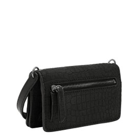 Liebeskind Berlin Suede Lizard Sina Purse, Small (7.4 cm x 11.2 cm x 2.5 cm), Black, black