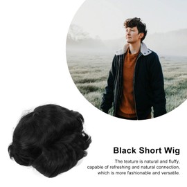Men's Wigs, Black Wigs Black Synthetic Men's Wigs for Men Finely Trimmed Straight Men's Wigs Breathable Mesh Men's Hair Pieces Short Wigs Cosplay Costumes and Everyday Wear