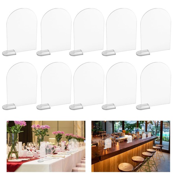 ZACUDA 25PCS Clear Arch Acrylic Sign Acrylic Signs with Stand Blank Acrylic Table Number Sign Holder Arched Round Top Acrylic Sheet Acrylic Name Cards Signs for Wedding Receptions Events(9.5*14.5cm)