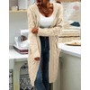 Women Hooded Open Front Cardigan Cable Knit Sweaters Solid Color