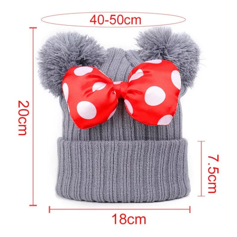 KH Gorro Para Bebe 2 Pompon Niño Niña Dama Minnie