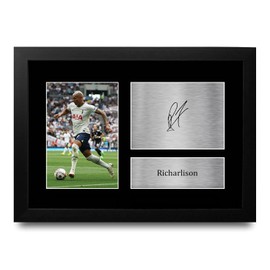 HWC Trading FR A4 Richarlison Tottenham Hotspurs Gifts Printed Signed Autograph Picture for Football Fans and Supporters - A4 Framed
