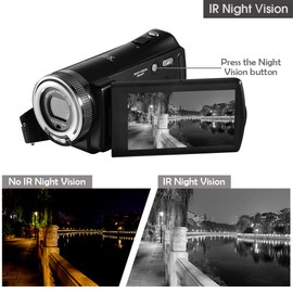 Ordro V12 Video Camera Camcorder Digital YouTube Vlogging Camera Recorder Full HD 1080P 15FPS 3.0 Inch 270 Degree Rotation LCD 16X Digital Zoom Camcorder