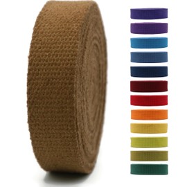 1" & 1.5'' & 2" Cotton Webbing - 5 Yards - 50+ Colors -%100 Natural Cotton - Heavy Duty 1 Inch 1.5 Inch 2 Inch Canvas Webbing for Sewing Straps Bag Climbing Indoors Craft DIY 11482