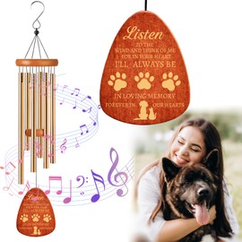 Wind Chimes for Loss of Pet Dog,Pet Dog Memorial Wind Chime - in Loving Memory of Lost Dog - Loss of Pet Remembrance/Sympathy/Passing Away Gift for Dog - Pet Memorial Windchime! (Champagne Gold, 26")