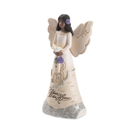 Pavilion Gift Company 82433 Bless This Home 6 Inch Ebony Angel Figurine, Cream