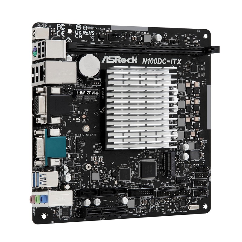 ASRock N100DC-ITX Mini-ITX Motherboard - Intel N100 Quad-Core (3.4GHz), DDR4,