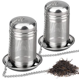 Tea Infuser for Loose Tea, Tea Strainers for Loose Tea, 2 Pcs Stainless Steel Tea Strainer Fine Mesh with Drip Trays, Tea Leaf Strainer for Loose Leaf Tea, Herbal Tea, Mugs Teapots Spice