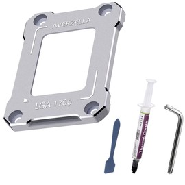 AVERZELLA Anti-Bending Contact Frame Retrofit Kit for Intel 12th/13th/14th Gen CPUs, CNC Aluminum CPU Buckle, Compatible with LGA 1700 Socket Motherboards (with 2g 5.15W/MK CPU Thermal) (Silvery)