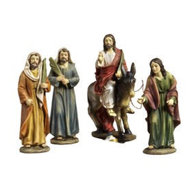 Paben Articoli Religiosi: 4 Figures, Jesus Entry into Jerusalem, Decoration or for Christmas Nativity, Height 14 cm