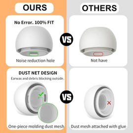 Foweroty [4 Pairs] Replacement Ear Tips for Airpods Pro and Airpods Pro 2nd Generation with Noise Reduction Hole in Portable Storage Box, with Cleaning Sticks and Cleaning Putty(White-XS/S/M/L)