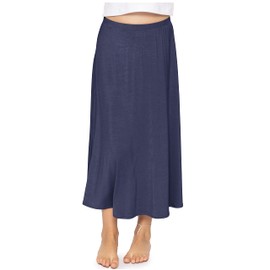 STRETCH IS COMFORT Falda elástica de alta calidad hasta el tobillo para niñas, Azul marino, 14