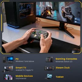 ELISWEEN Wireless Gaming Controller with Charging Dock for PC| Hall Effect Joystick & 1000Hz Polling | Programmable Back Buttons, RGB, Turbo, Gyro | Compatible with Switch/Switch 2, Android, iOS