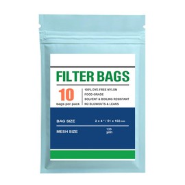 Premium Nylon Tea Filter Bags, 2" X 4", Double-Stitching, 10 Pack (120 Micron)