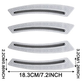 TOMALL 4Pcs Reflective Stickers for Car Side Fender Wheelbrow Anti-Collision Stripe Sticker Carbon Fiber Safety Warning High Night Visibility Reflector Guard for Car SUV Bumper Auto Decoration (White)