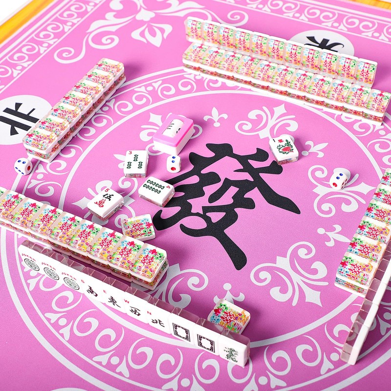 GUSTARIA Mahjong Mat,Mahjong Table Mat with 3 Dice & Carrying