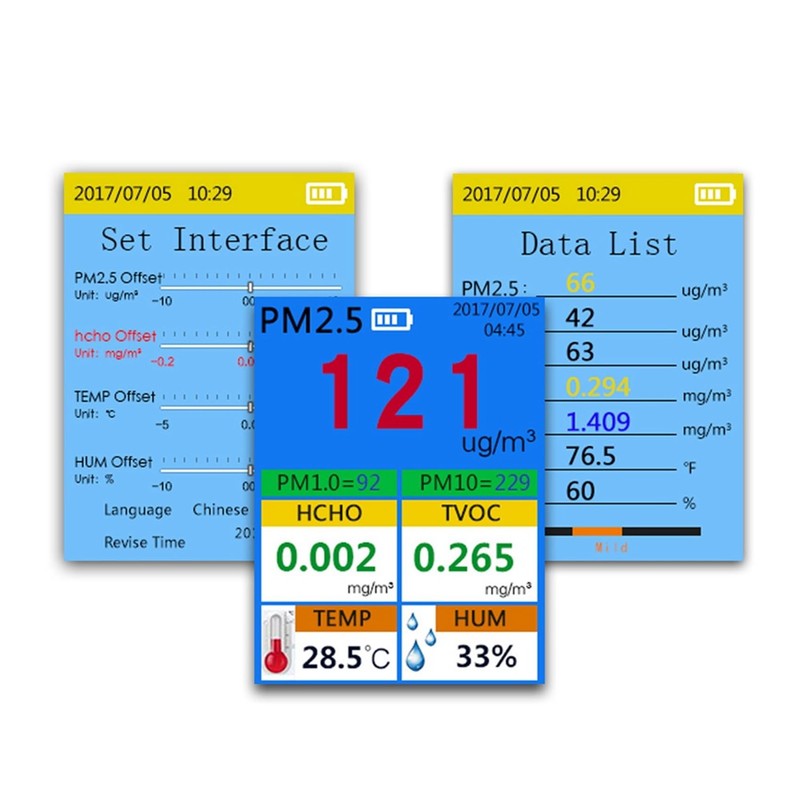 9 in 1 Air Quality Monitor Indoor Outdoor PM2.5, PM1.0,