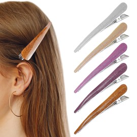 FERCAISH Pack of 5 Non-Slip Duckbill Hair Clips, Large Acrylic Horn Clip, Crocodile Clips, Hair Metal, Colourful Long Alligator Hair Clips for Women and Girls