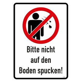Daged Please do not spit on the floor sticker, size 14 x 10 cm, mandatory sign, safety sign sticker, MT-046