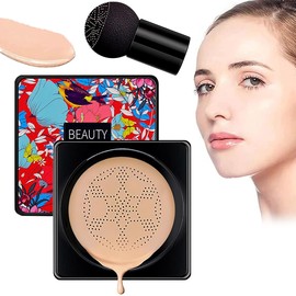 Mushroom Head Air Cushion CC Cream, Moisturising BB Cream, Air Cushion CC Cream, BB Cream for Flawless Make-Up, Full Coverage Make-Up, Durable and Waterproof (Natural)