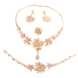 neXxtten New Gold Plated Tone Metal Necklace Bracelet Earring Set LBT188-GMUL