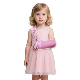 Adjustable Children's Arm Sling - Breathable Mesh Shoulder Stabilizer for Wrist/Elbow/Shoulder Injuries. This elbow support sling provides support for the wrist, elbow, and shoulder and is suitable for both the left and right arms (Pink, Small)