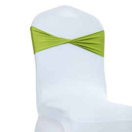 MDS Pack of 250 Spandex Chair Sashes Bows Elastic Stretch Dining Chair Bands Ties Without Slider Buckle Universal fits for Wedding Baby Shower Birthday Party Banquet Event Decoration - Apple Green