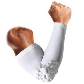Arm Sleeves with Elbow Pads Arm Compression Sleeve for Youth and Adult, Elbow Sleeves for Basketball, Football, Volleyball and Baseball(White_XL_1 Pcs)