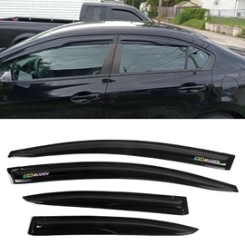 EVPROXP Window Visor Rain Guard Shade Compatible with 2012-2015 Civic Sedan 4DR, Side Window Vent Deflector, Dark Smoke Tinted, JDM Mug Tape On Slim Style, White Mug Sticker, 12 13 14 15