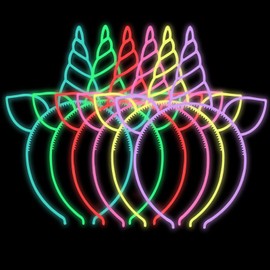 Unicorn Horn Headbands, Luminous Unicorn Hair Bands for Kids, Kids Unicorn Birthday Headbands, Luminous Party Unicorn Hair Bands, Unicorn Party Hats for Kids (Pack of 6)