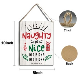 Naughty or Nice Sign Farmhouse Christmas Decorations Christmas Wall Decorations Naughty or Nice Christmas Decorations Sign Funny Xmas Decorations Christmas Porch Front Door Decor 8 x 10 inches