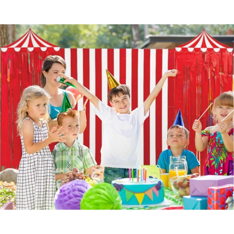 NE-AS Red White Stripe Circus Tent Wall Backdrop Carnival Party