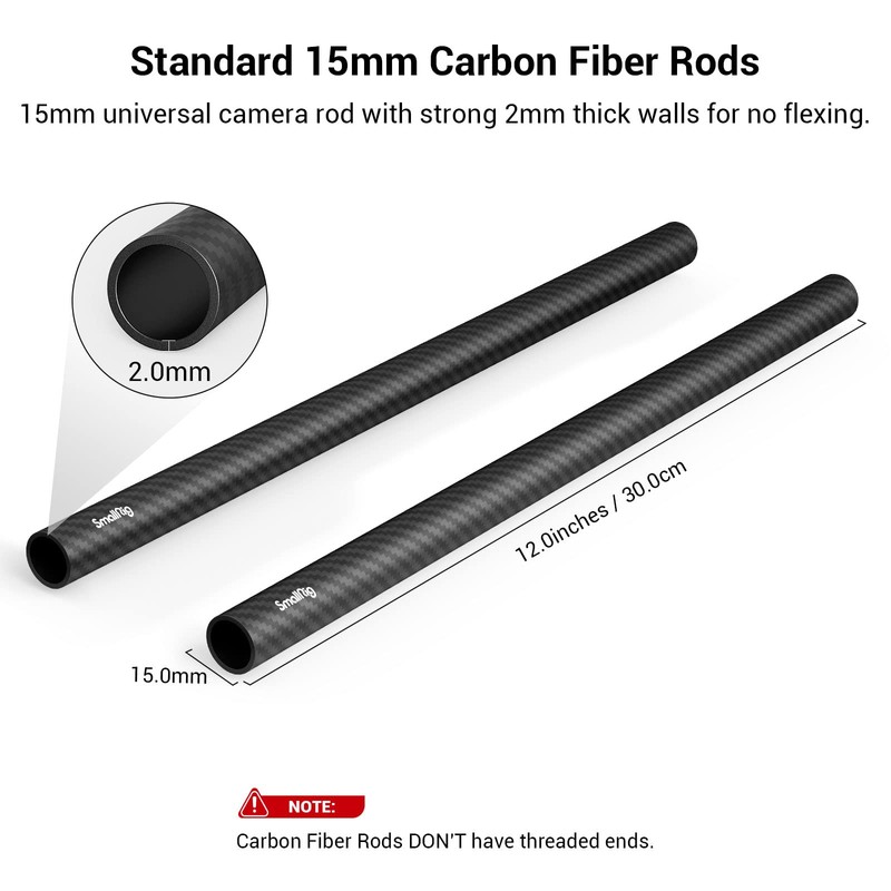 SmallRig 15mm Carbon Fiber Rod for 15mm Rod Support System